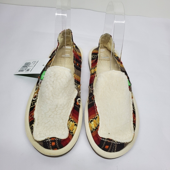 Sanuk Donna sherpa blanket slip on flats Sz 5 - Picture 3 of 6